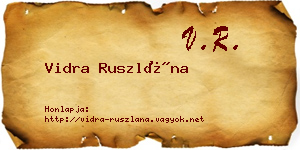Vidra Ruszlána névjegykártya
